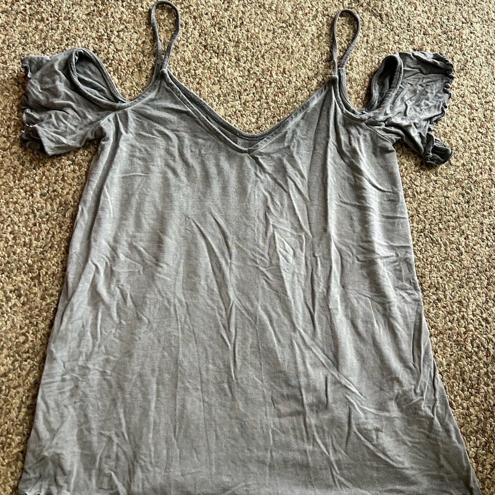 Gray Women's Cold Shoulder Top